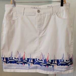 Croft & Barrow Stretch Skort Skirt Nautical Sailing Print Size 16